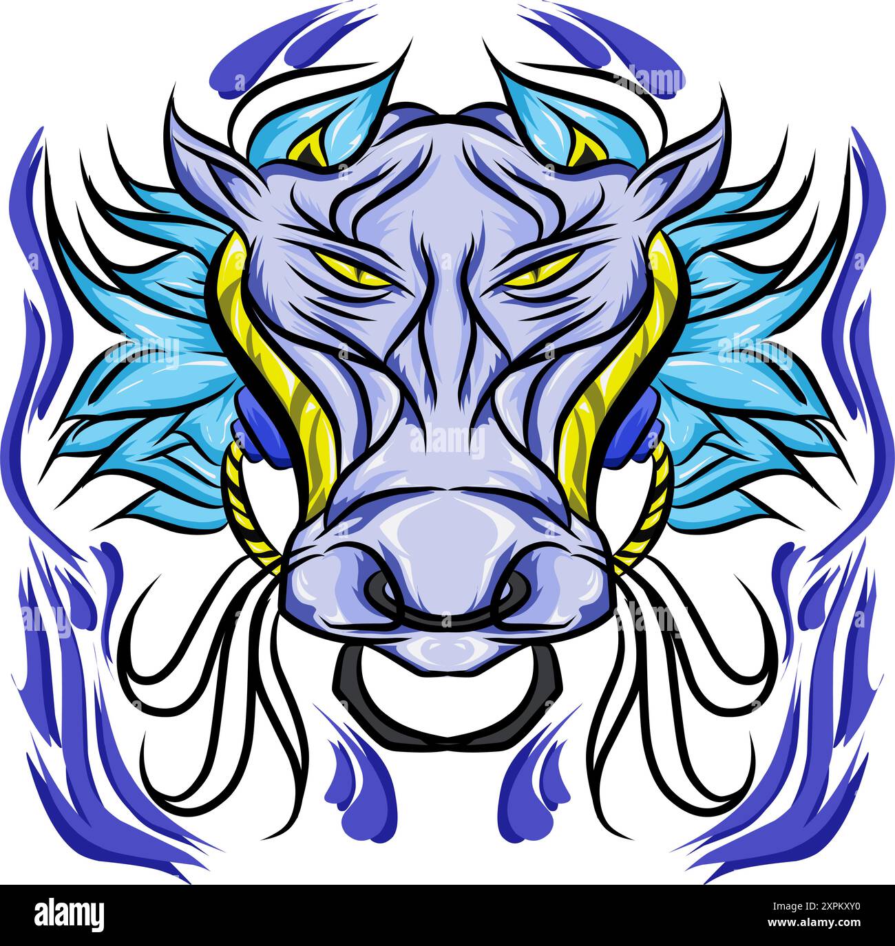 Illustration d'autocollant de mascotte de buffle de tête tribale. Parfait pour tatouages, autocollants, chapeaux, vêtements, logos, icônes Illustration de Vecteur