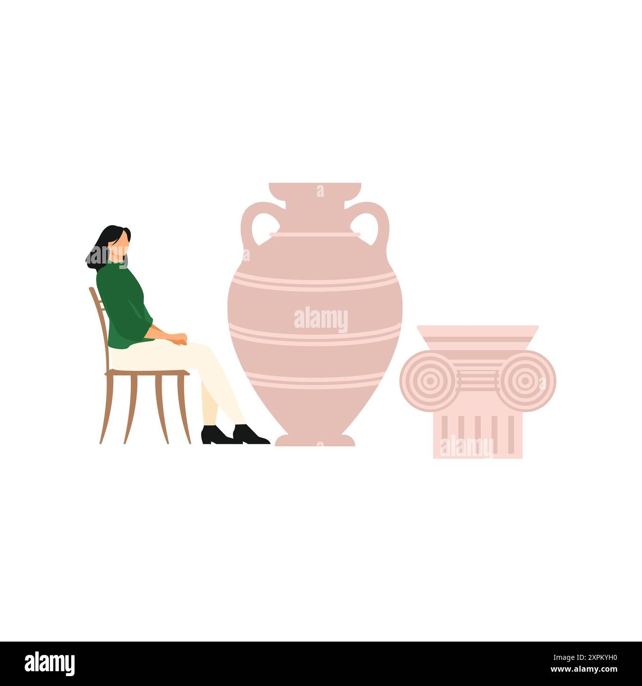 La fille regarde le vase. Banque D'Images