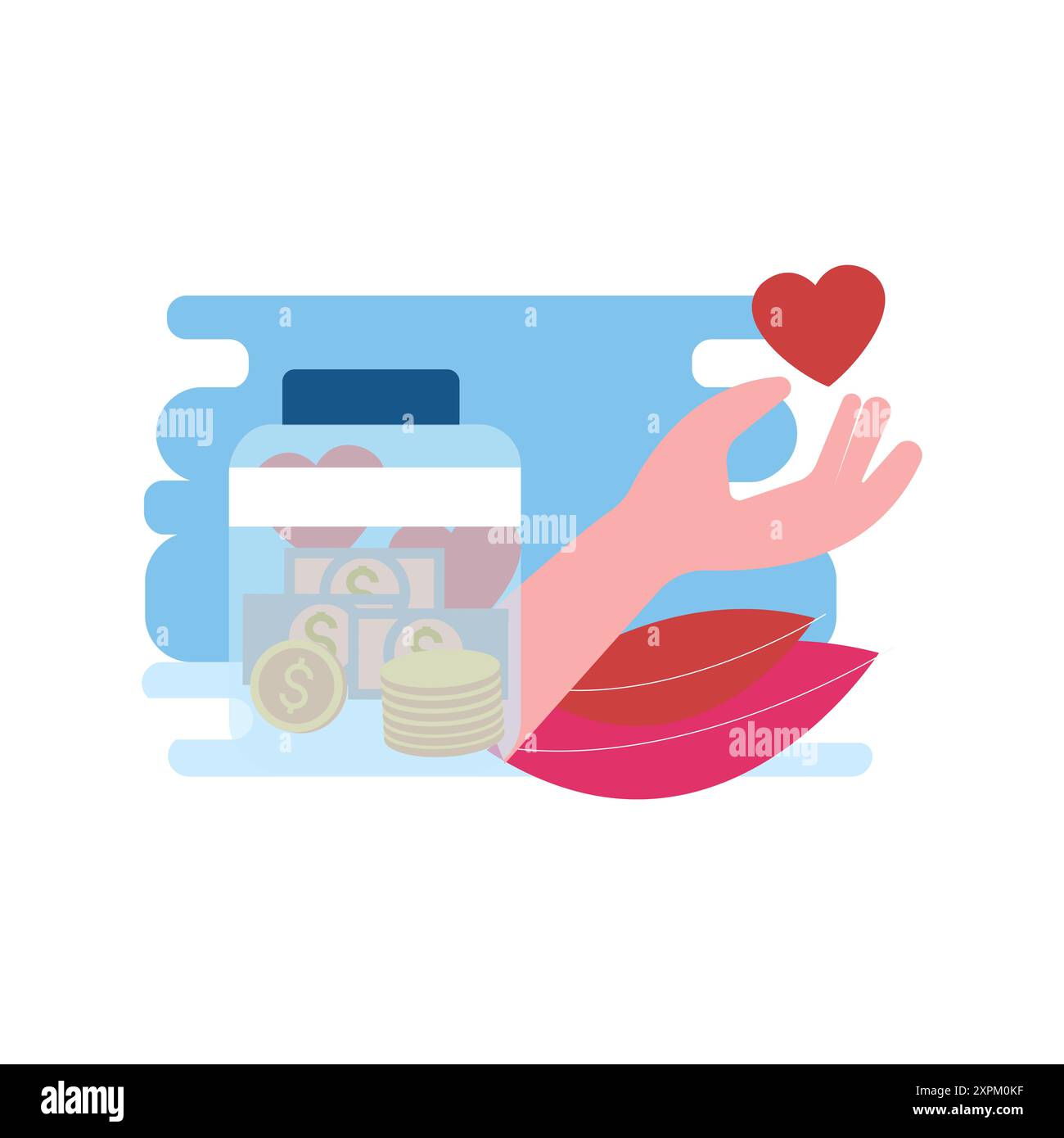 La fille fait de la charité. Banque D'Images