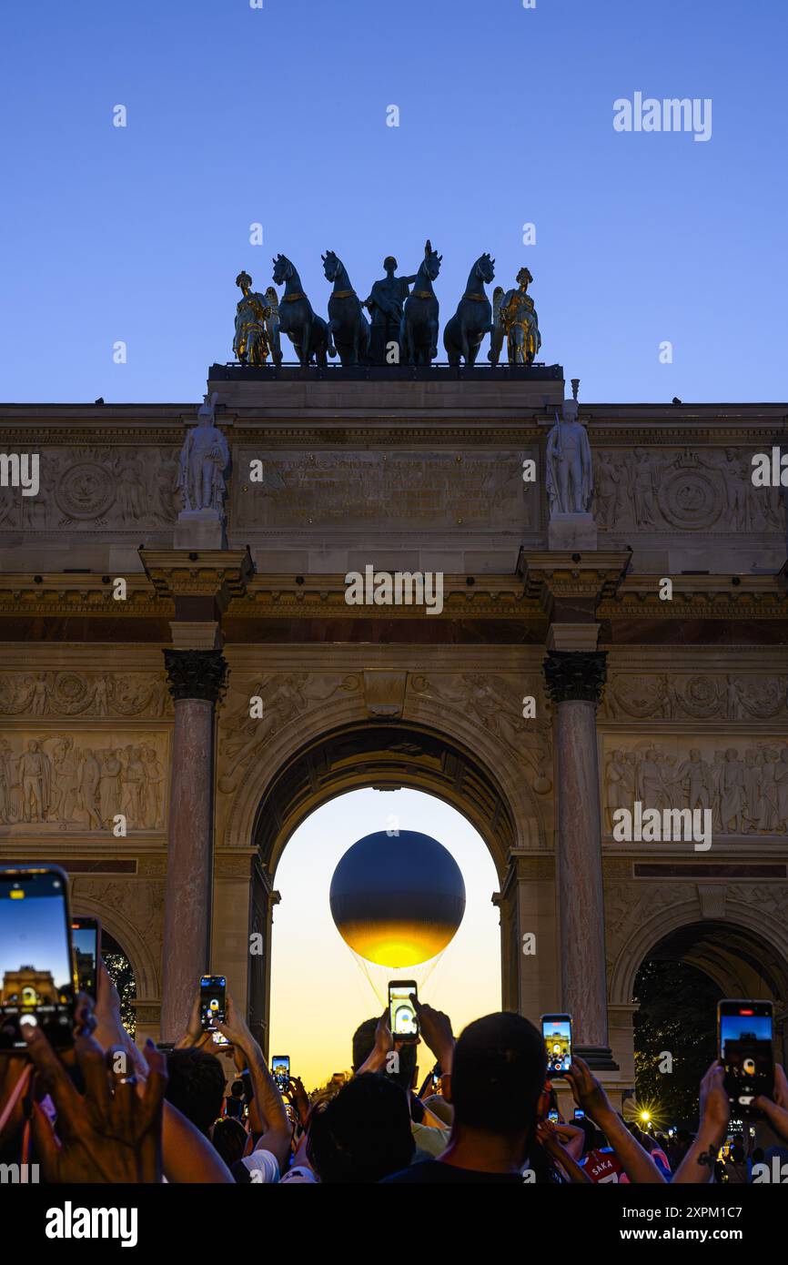 FRANCE. PARIS (75) 1ER ARRONDISSEMENT. POUR LA DURÉE DES JEUX OLYMPIQUES DE PARIS 2024, LA FLAMME OLYMPIQUE SERA INSTALLÉE DANS LE JARDIN DES TUILERI Banque D'Images