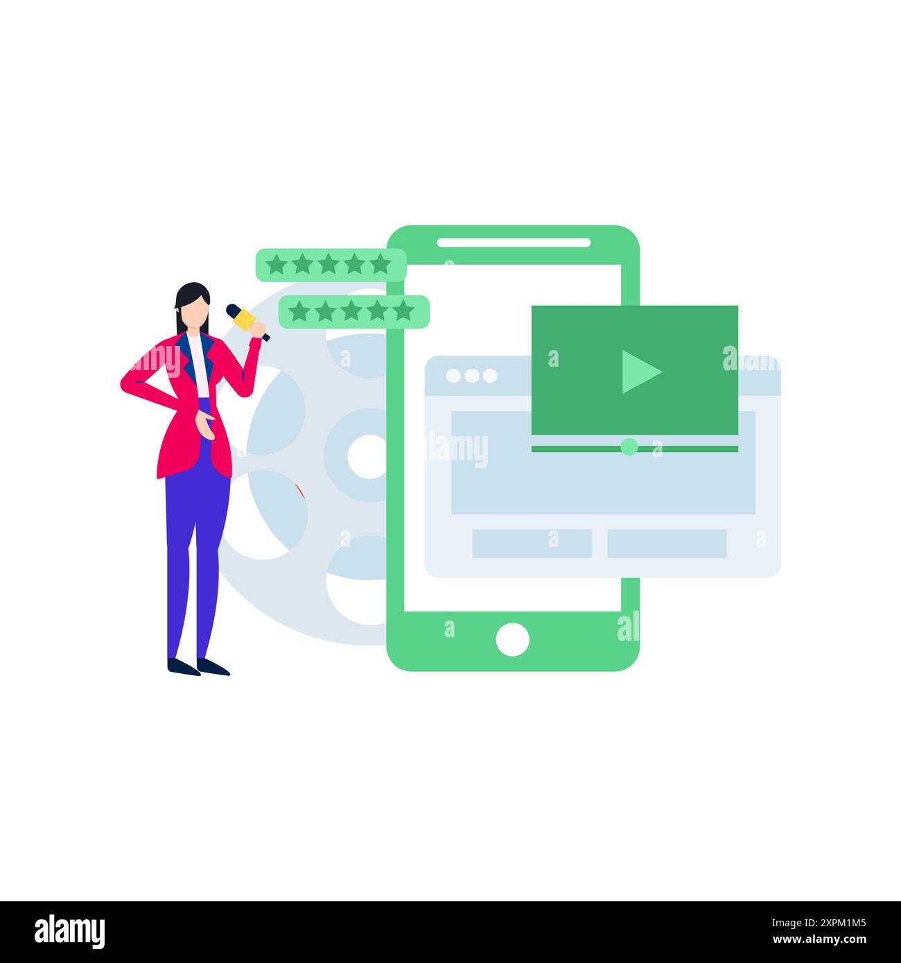 La fille donne des critiques de films. Banque D'Images