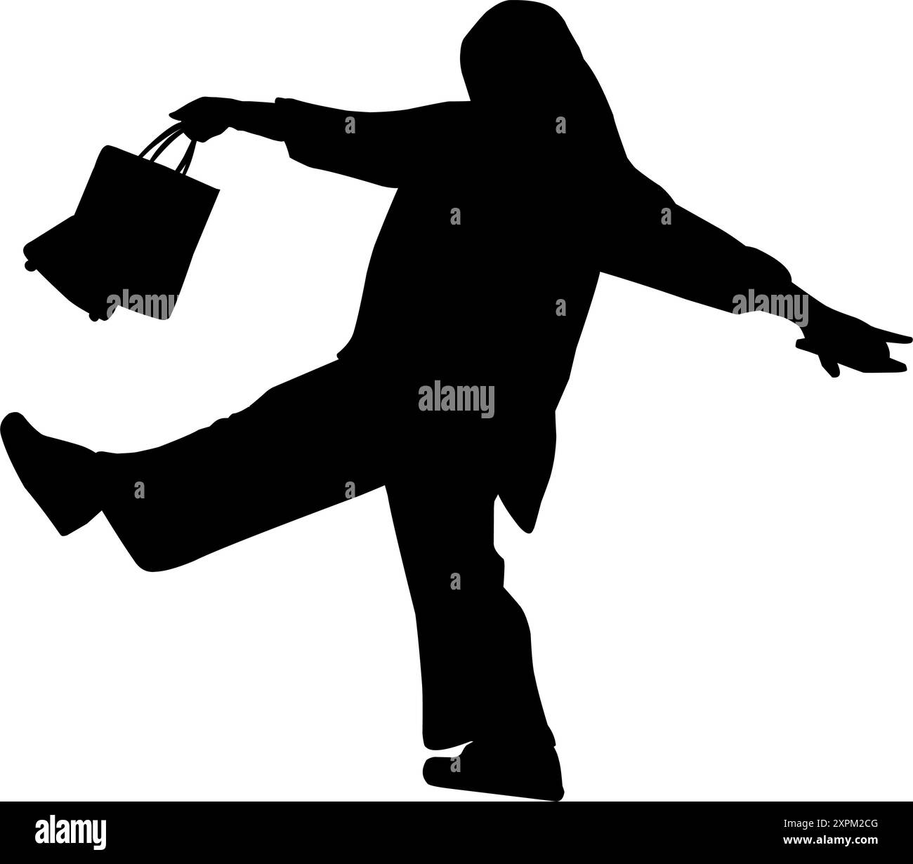 Silhouette d'une femme faisant du shopping. Parfait pour les autocollants, tatouages, icônes, logos, éléments de bannière, affiches, magazines, journaux Illustration de Vecteur