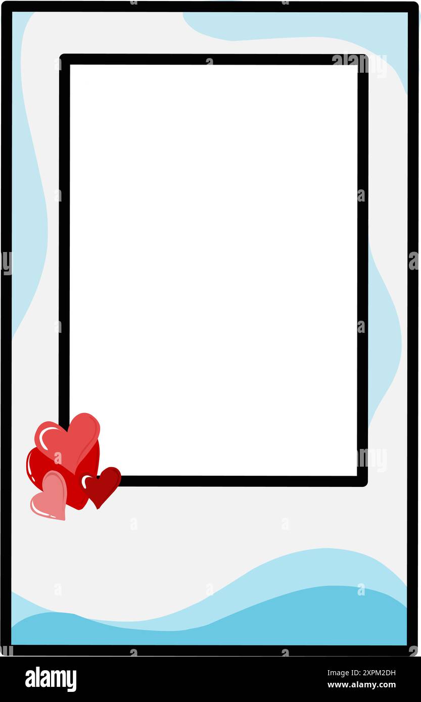Design d'appel photo cadre bleu avec thème de la saint-valentin. Parfait pour les médias sociaux, arrière-plan, fond d'écran de site Web, appel photo. Illustration de Vecteur