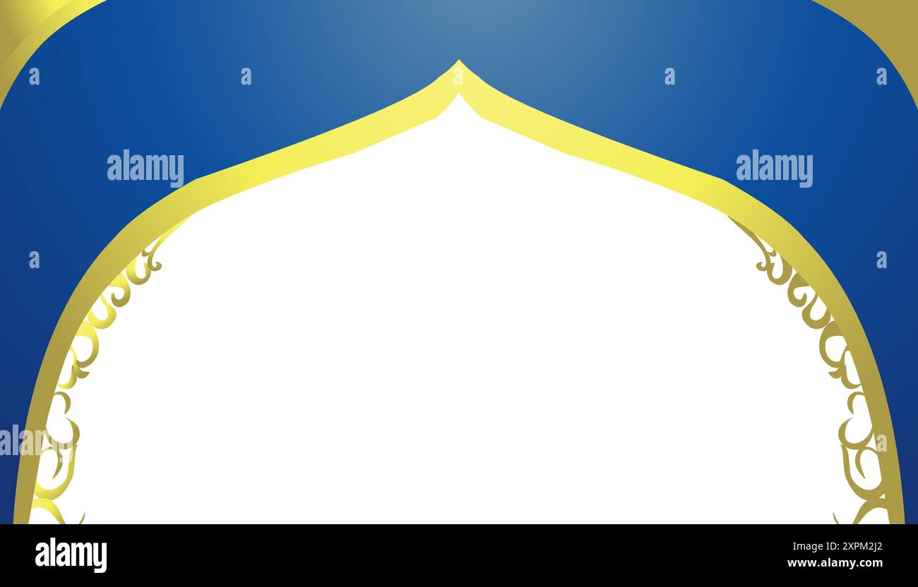 Arrière-plan sur le thème du Ramadan et des fêtes musulmanes avec un dôme de mosquée en dégradé de lignes bleues et dorées Illustration de Vecteur