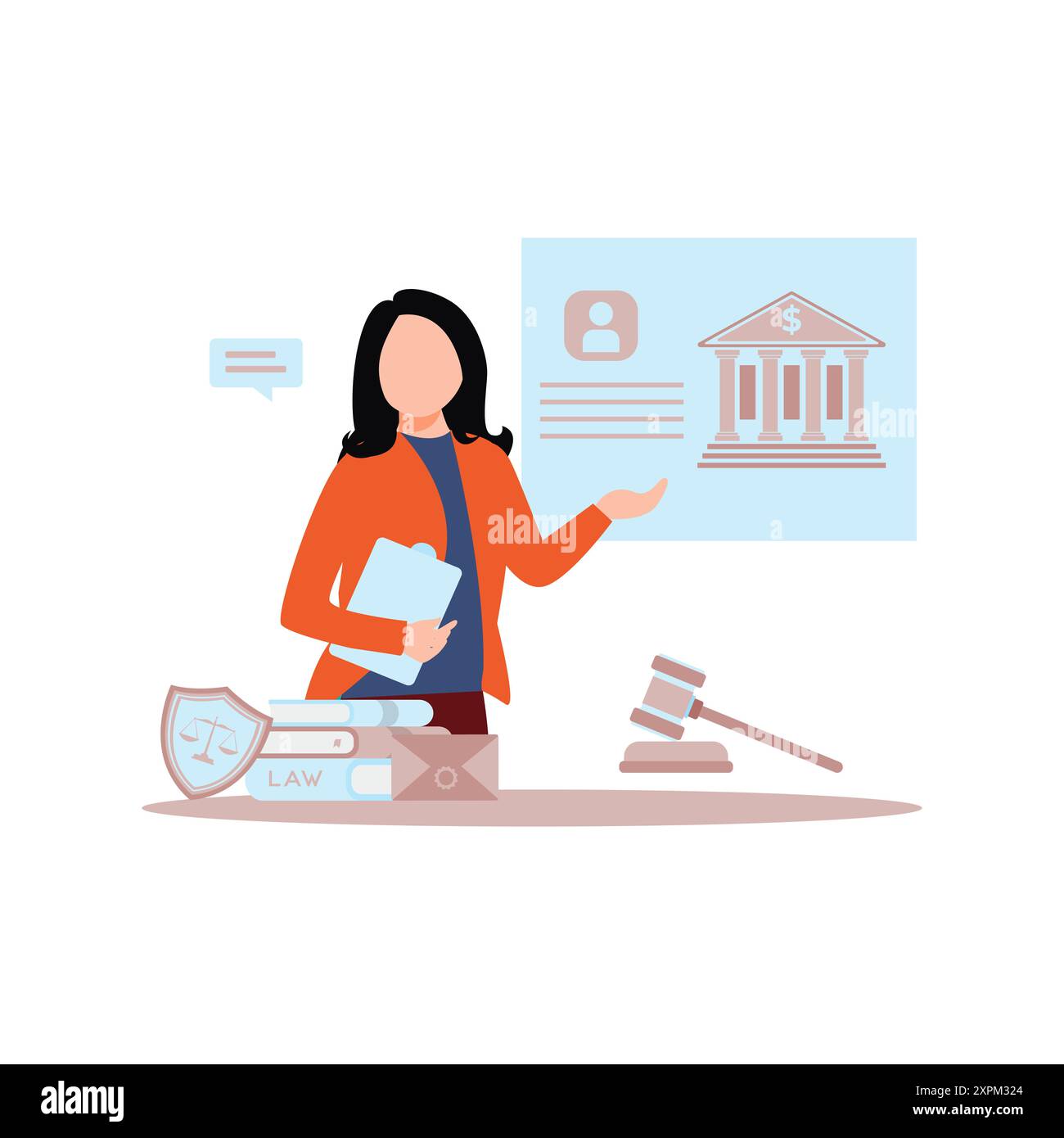 Fille montrant la loi bancaire. Banque D'Images