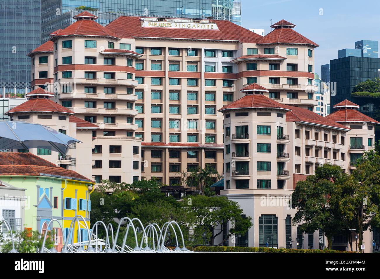 Paradox Singapore Merchant court Hôtel à Clarke Quay avec un bon éclairage pour étudier la conception de l'architecture. Singapour. Banque D'Images