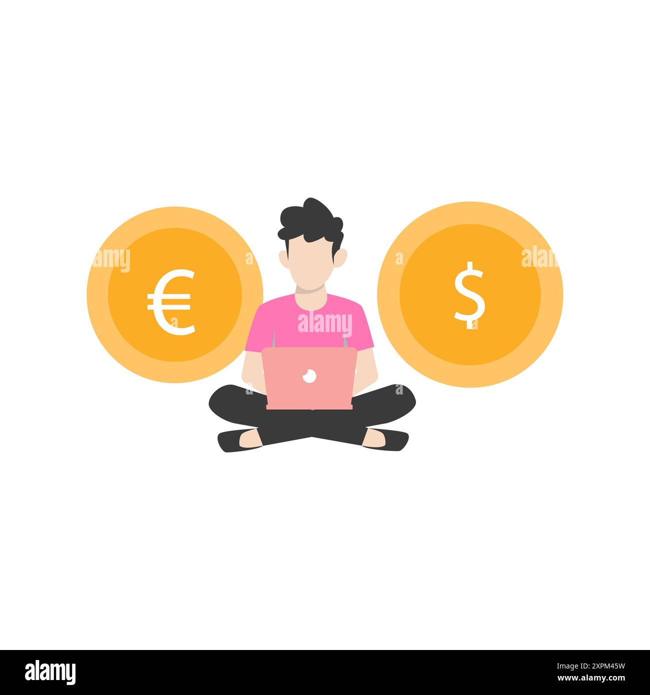Le garçon utilise son ordinateur portable. Banque D'Images