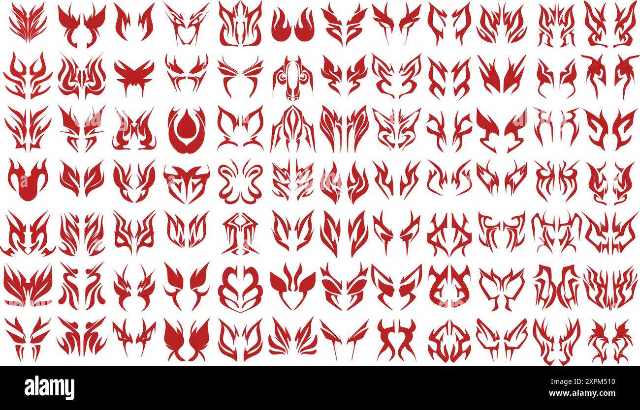 Une collection d'ensembles de motifs tribaux rouges. Parfait pour les collections de tatouage, d'autocollant ou de logo Illustration de Vecteur