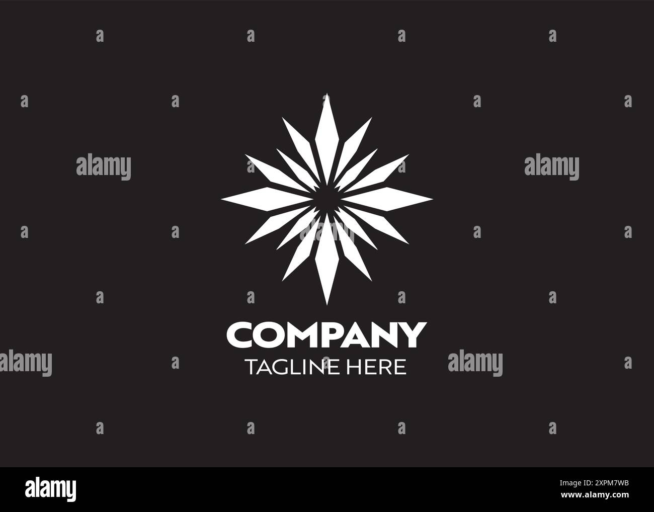 fleur avec logo de bord tranchant, conception d'illustration d'icône de vecteur de modèle en fond noir, conception de logo floral pour les entreprises et l'identité d'entreprise Illustration de Vecteur