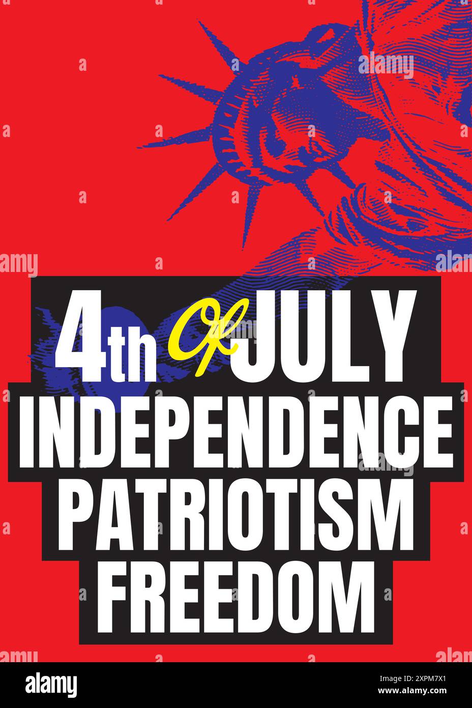 Affiche, bannière, flyer, arrière-plan, modèle, jour de l'indépendance du 4 juillet avec les salutations, et illustration de statue de liberté, pour publication sur les médias sociaux Illustration de Vecteur