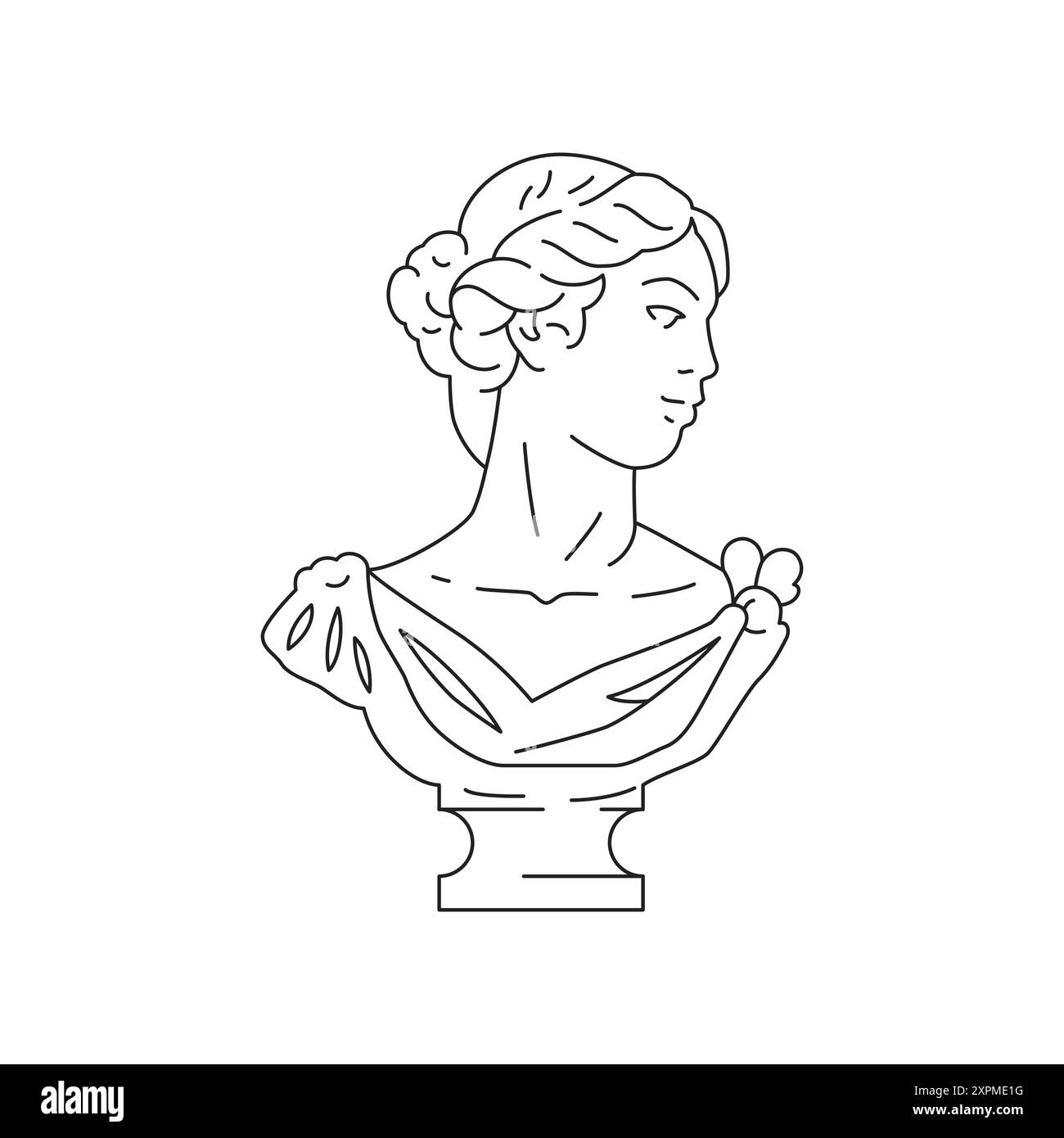 Y2K surréaliste déesse grecque buste avec position de tête contemporaine pop art illustration vectorielle d'icône de contour. Antique Romain femme gypse monument classique a Illustration de Vecteur