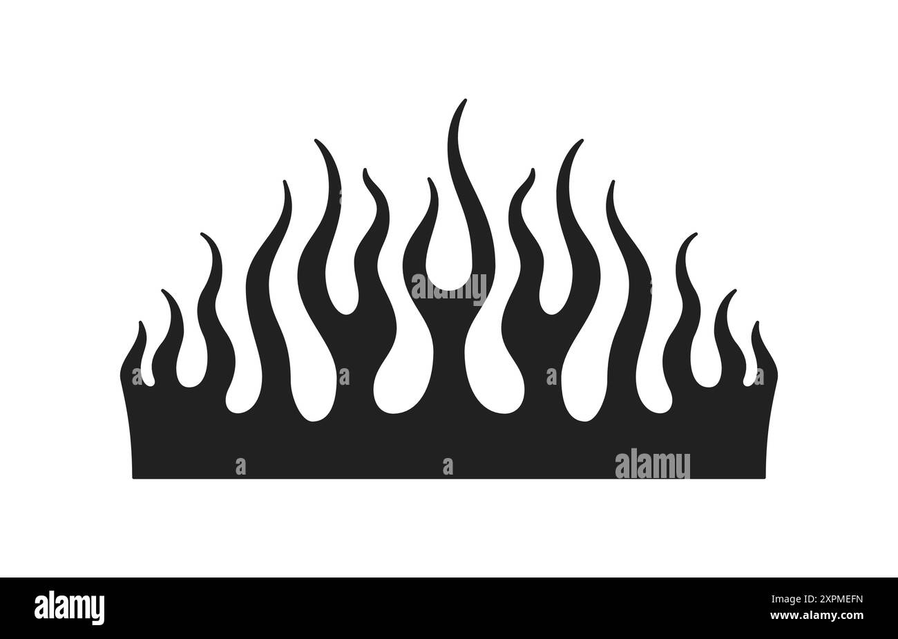 Y2K abstrait néo gothique flamme de feu noir esthétique monochrome icône vecteur plat illustration. Psychédélique emo rock inflammable Blaze silhouette mystique RA Illustration de Vecteur