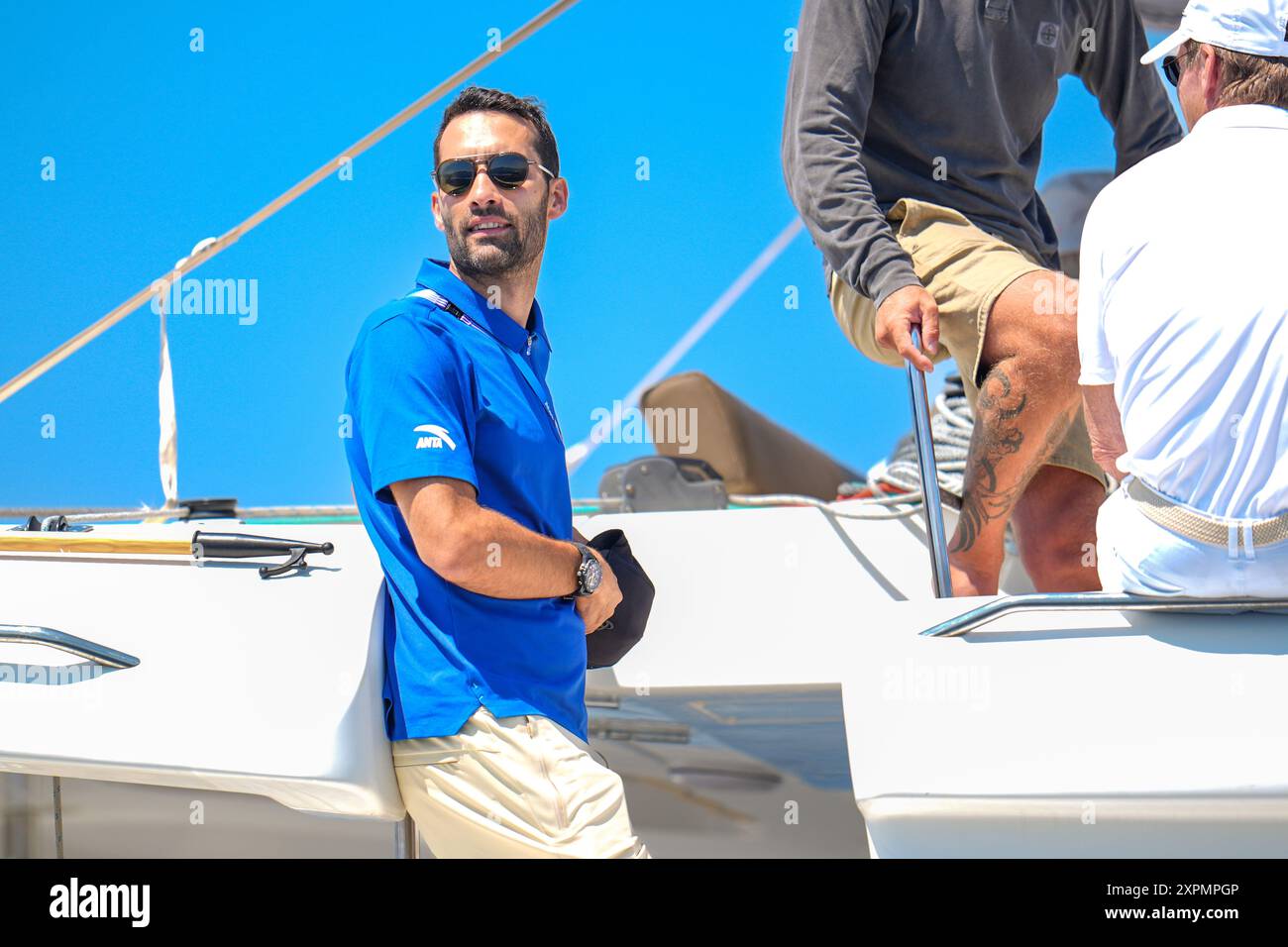 Martin Fourcade, voile, lors des Jeux Olympiques de Paris 2024 le 6 août 2024 à Marseille Marina, France Banque D'Images