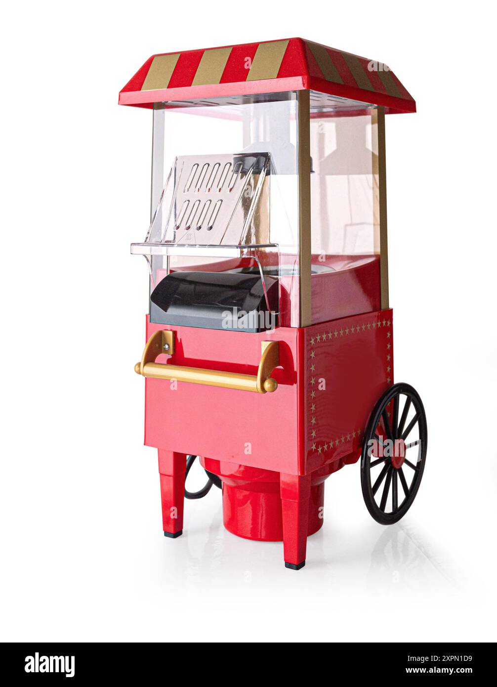 Mini machine à pop-corn de style ancien isolé sur fond blanc avec chemin de découpage Banque D'Images