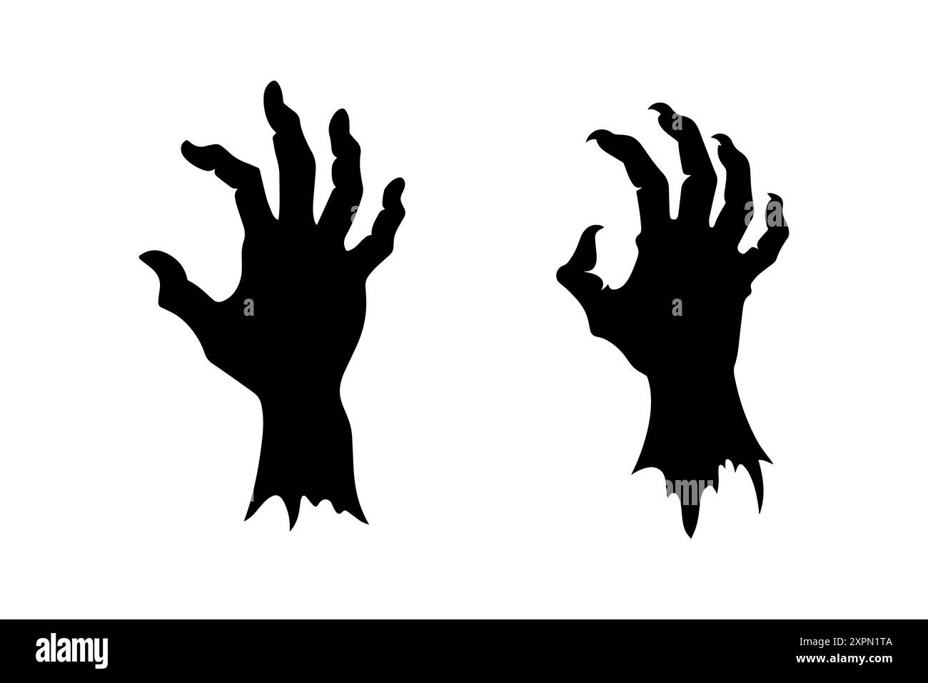 Ensemble silhouette de main de zombie d'Halloween, sur fond blanc. Illustration vectorielle Illustration de Vecteur