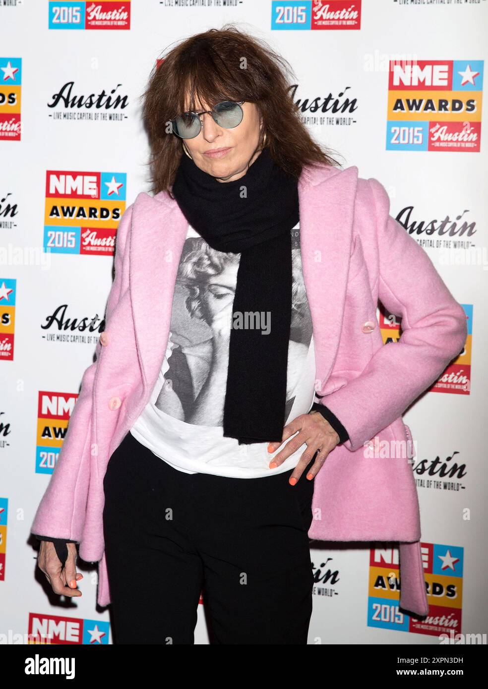 Londres, Royaume-Uni. 18 février 2024. Chrissie Hynde assiste aux arrivées des NME Awards à la Brixton Academy le 18 février 2015 à Londres, Angleterre, Royaume-Uni. Crédit : S.A. / Alamy Live News Banque D'Images