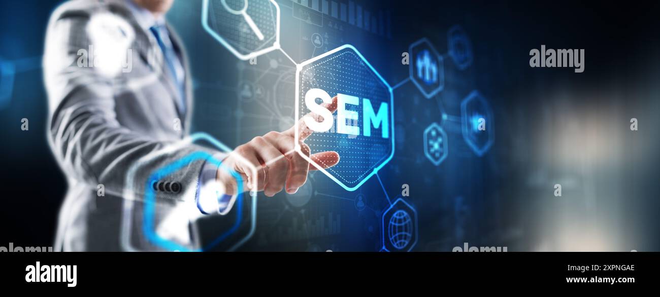 Marketing du moteur de recherche SEM. Marketing numérique, publicité en ligne Banque D'Images