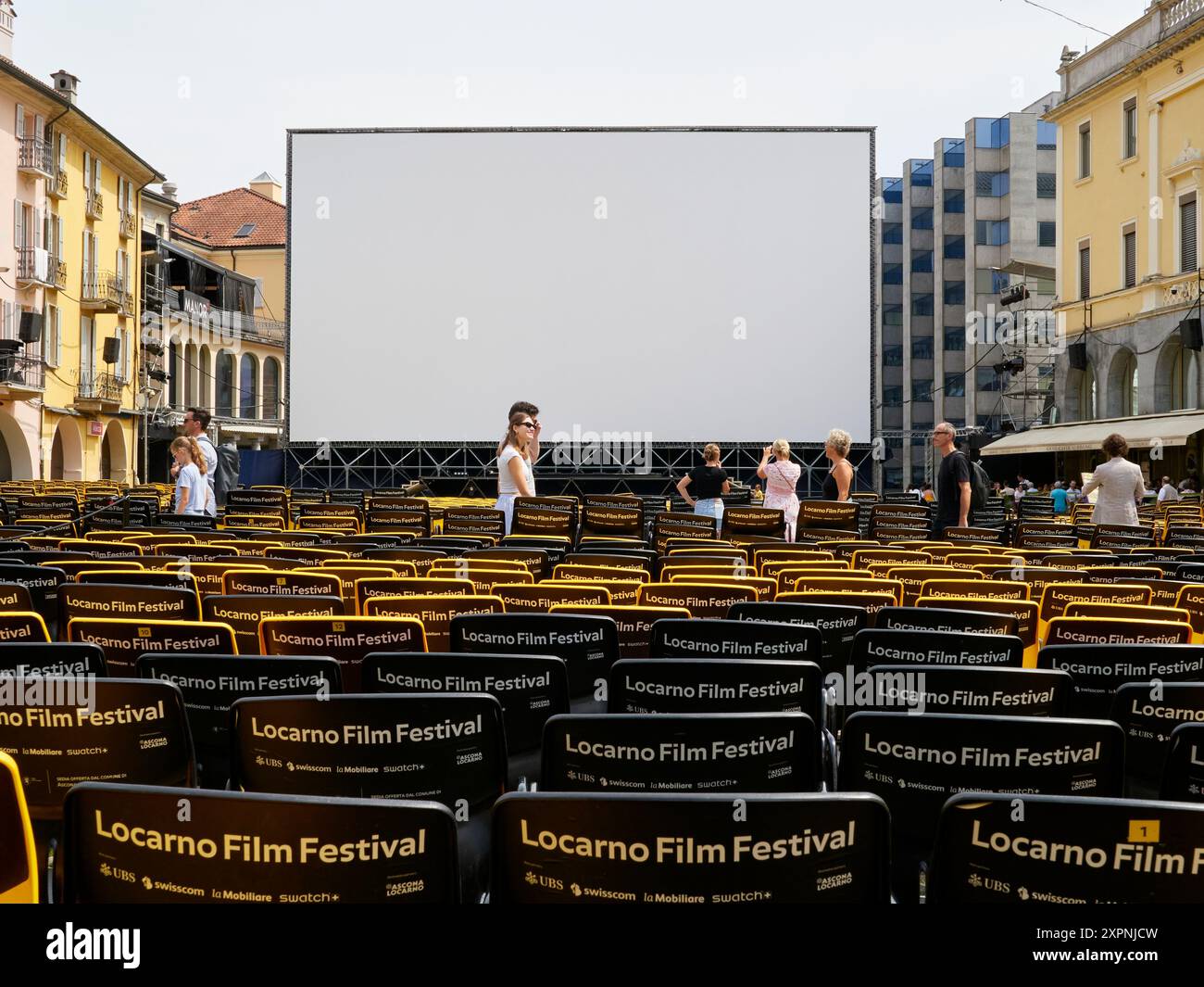 Locarno / Suisse, 7 août 2024. Premier jour Festival du film de Locarno 2024. La Piazza Grande est prête. Crédits : Walter Gilgen Banque D'Images