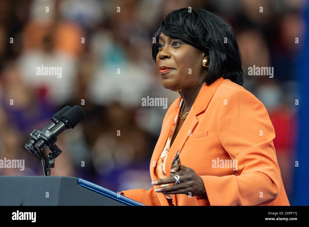 Philadelphie, Pennsylvanie, États-Unis. 6 août 2024. Cherelle Parker, maire de Philadelphie, s'exprime lors du rassemblement au Liacouras Center à Temple University à Philadelphie, PA en tant que gouverneur du Minnesota Tim Walz a été présenté par la vice-présidente Kamala Harris en tant que coéquipière (crédit image : © Lev Radin/Pacific Press via ZUMA Press Wire) USAGE ÉDITORIAL SEULEMENT! Non destiné à UN USAGE commercial ! Banque D'Images