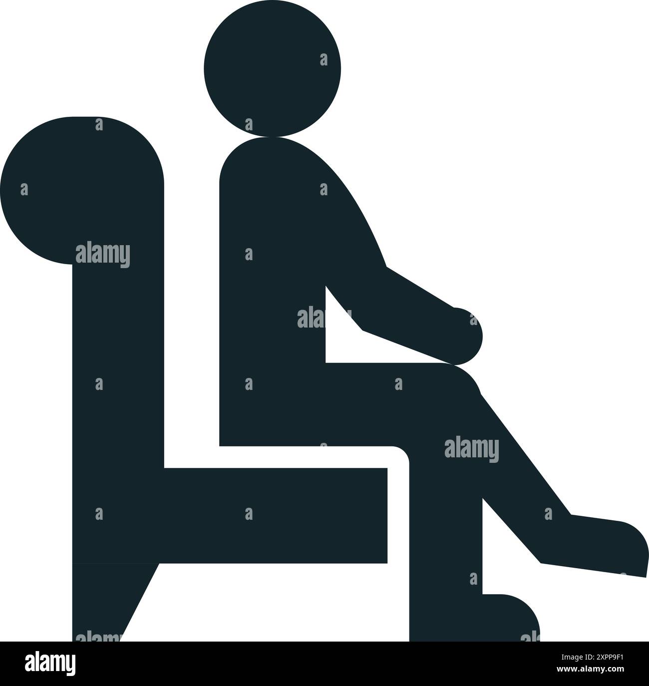 Figure de bâton relaxant assis sur l'icône de fauteuil Illustration de Vecteur