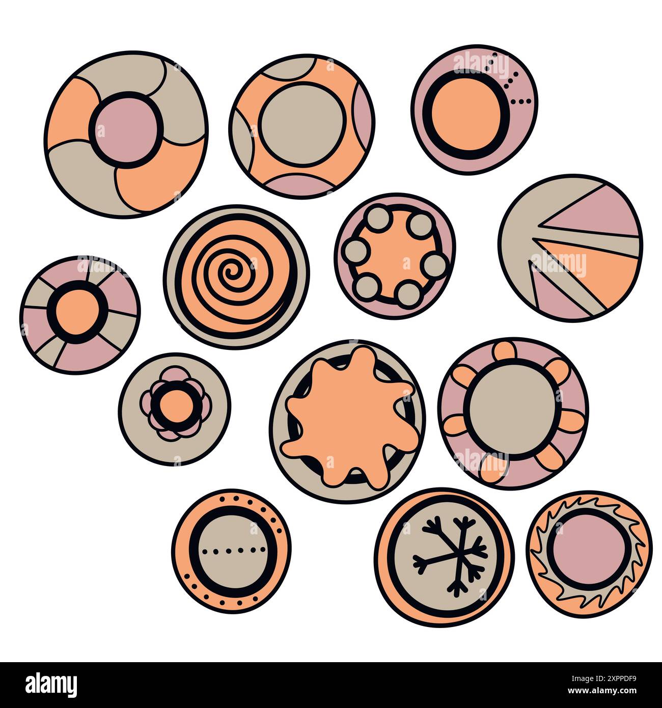 Icône de l'art aborigène géométrique. Décoration ethnique tribale arrondie. Afican, motiph. australien. Peinture de points. Illustration vectorielle, modèle pour Illustration de Vecteur