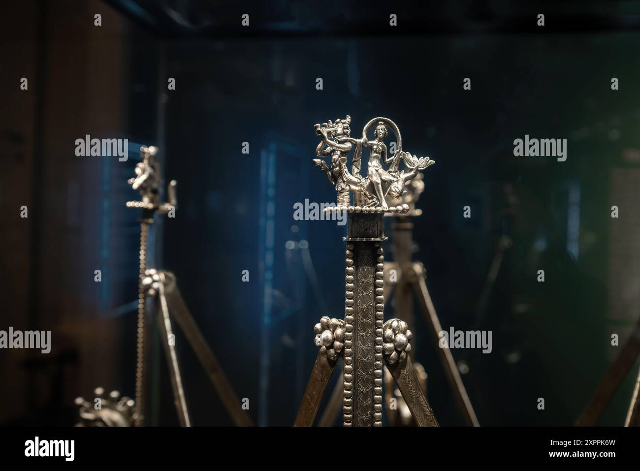 Kőszárhegy détail du stand en argent - une partie du Trésor de Seuso au Musée national hongrois - Budapest, Hongrie Banque D'Images