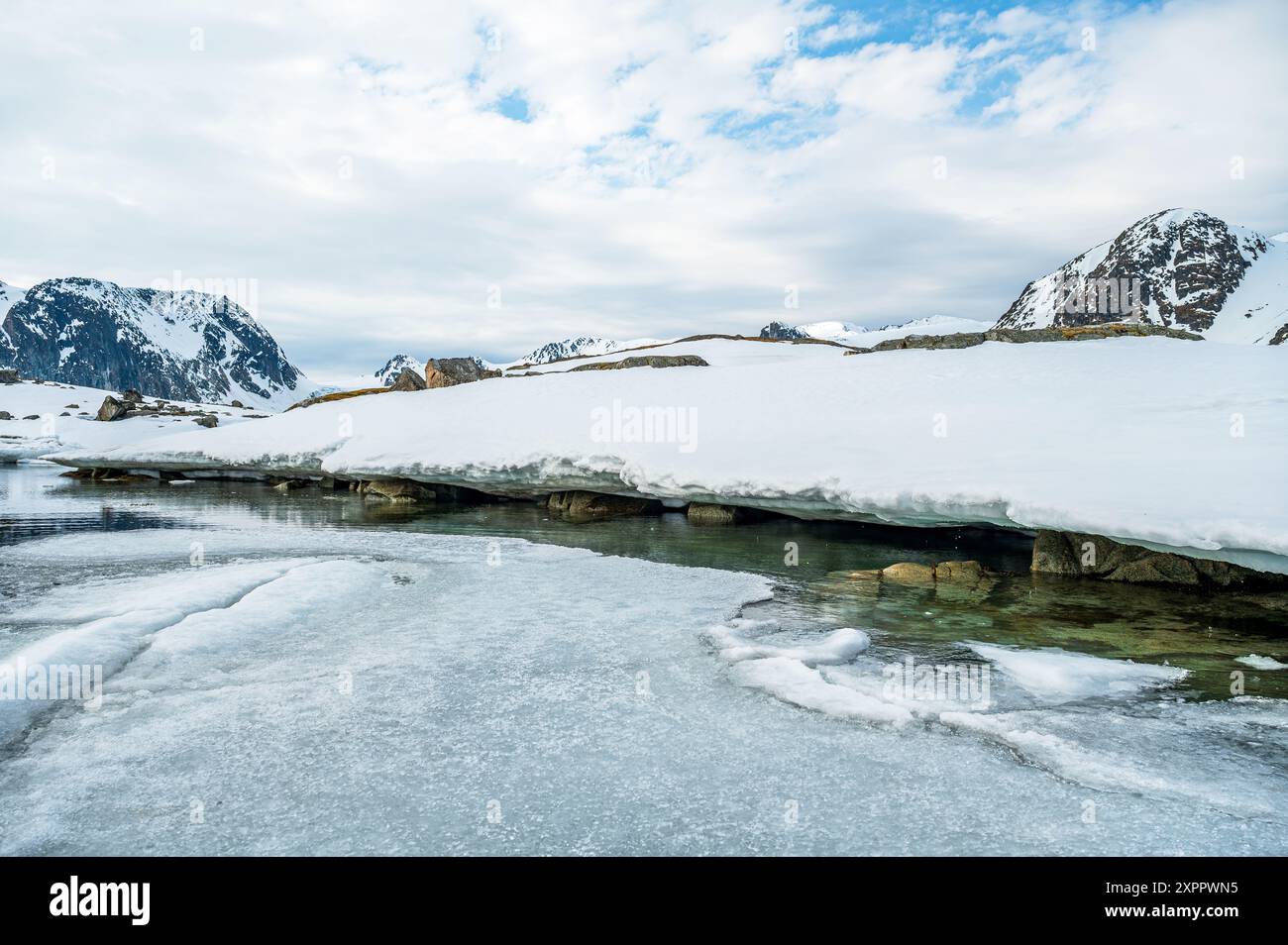 Paysage glaciaire à Raudfjorden, Spitzberg, Svalbard, Norvège, Arctique Banque D'Images