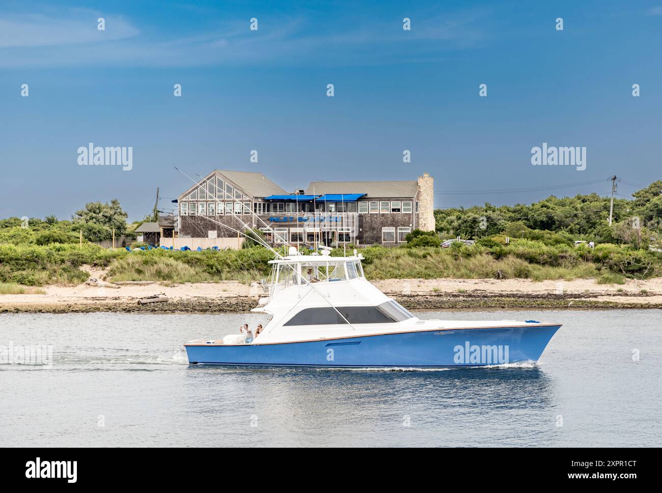 Bateau de pêche sportive, pas d'excuses venant dans le port de montauk Banque D'Images