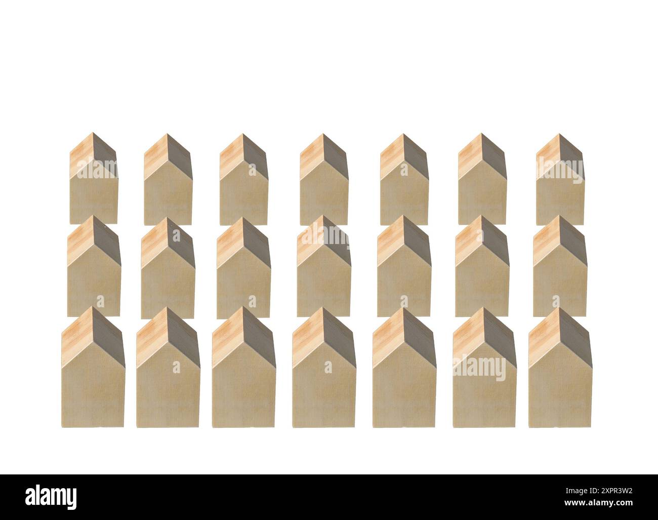 Formes de rangées de maisons avec espace de copie à gauche. Concept de logement et de construction de maisons. Banque D'Images