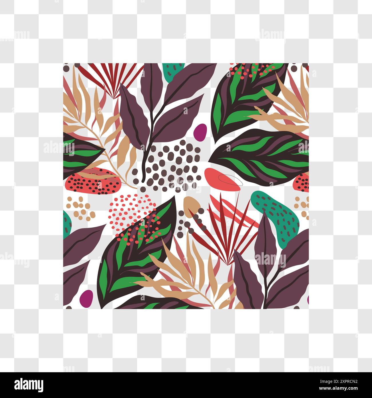 Motif botanique exotique oiseau o fleurs paradisiaques et feuilles de palmier tropical fond transparent sans couture Illustration de Vecteur