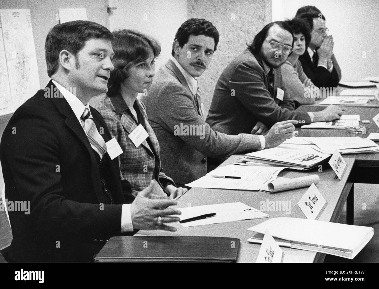 ©1990 Séminaire sur la croissance urbaine à Austin, Texas avec des spécialistes, des membres du conseil municipal, etc Banque D'Images