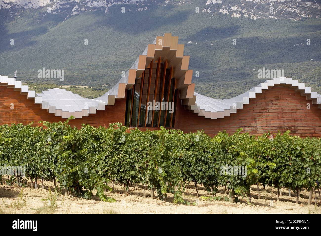 La conception des bâtiments par Ysios winery Santiago Calatrava. Laguardia, Rioja Alavesa. L'Alava, Euskadi, Espagne Banque D'Images