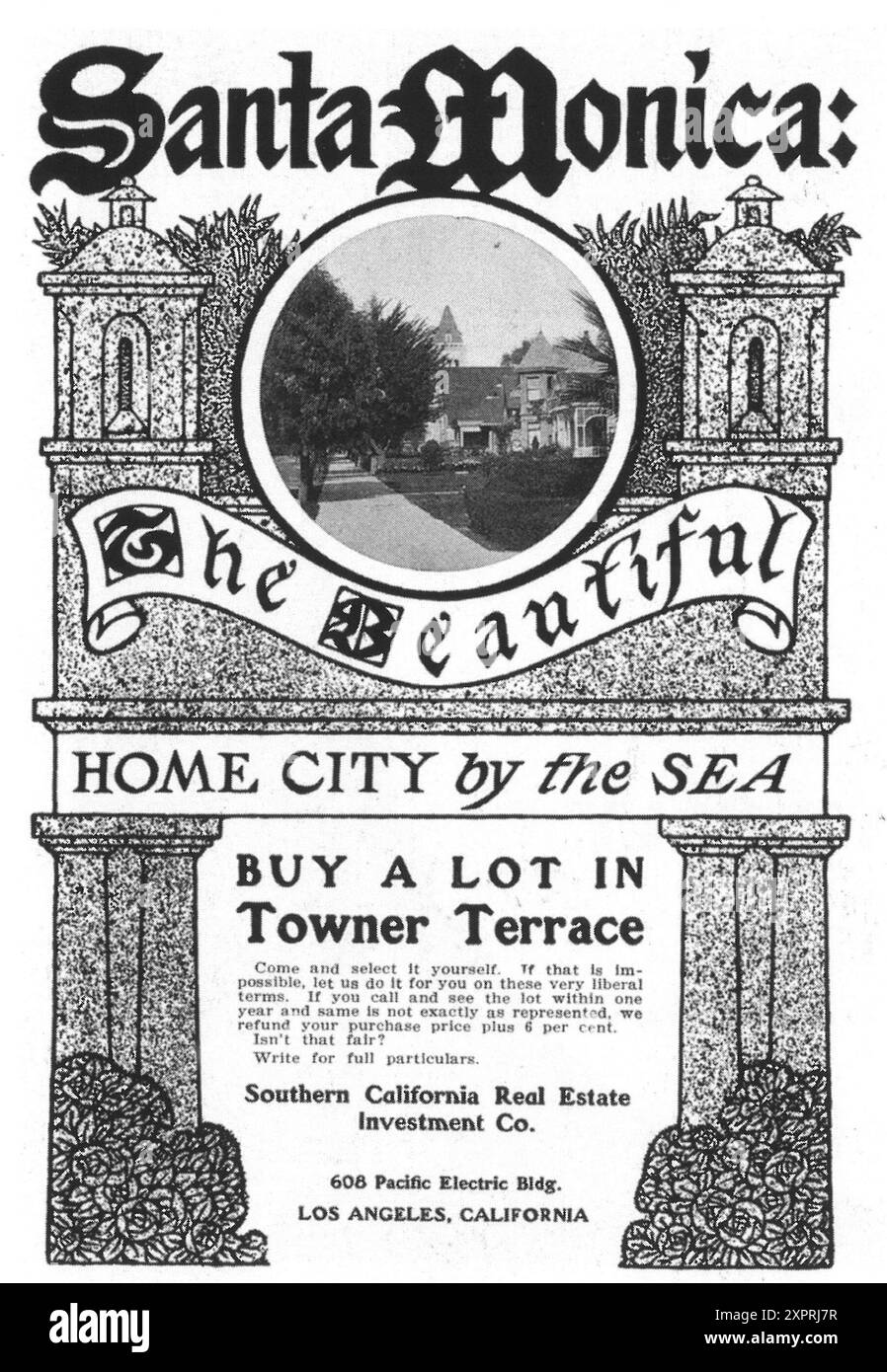 Annonce 1906 Southern California Real Estate Investment Company - Santa Monica - 'acheter un lot à Towner Terrace' Banque D'Images