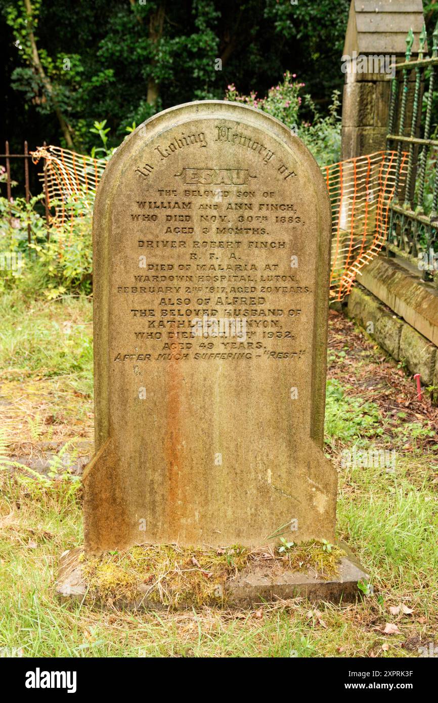 Pierre tombale de la famille Finch. - Église Marie, Penwortham. Banque D'Images