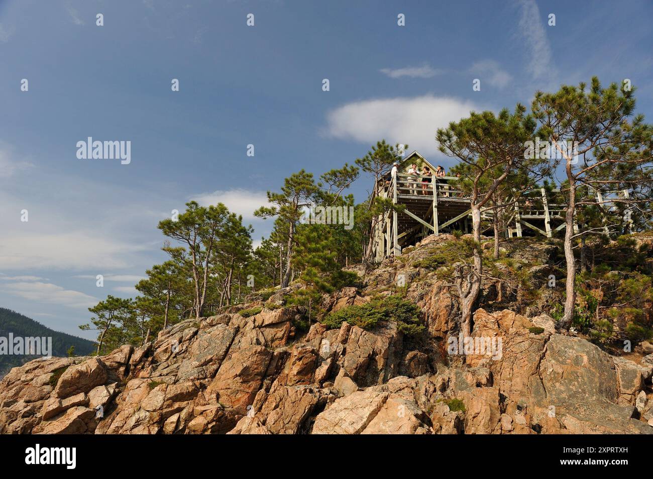 Plate-forme d'observation des bélugas, ruisseau de l'Anse de la Barge, Parc national du Saguenay, Baie Sainte-Marguerite, Province de Québec, Canada, Amérique du Nord Banque D'Images