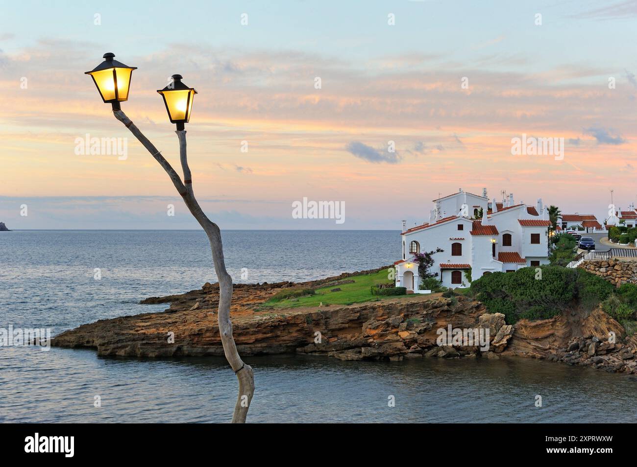 Platges de Fornells, station balnéaire, Minorque, Iles Baléares, Espagne, Europe. Banque D'Images