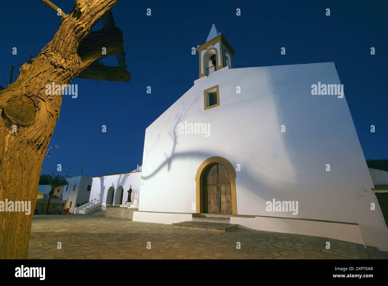 Église (18e siècle), Sant Joan de Labritja, Ibiza. Iles Baléares, Espagne Banque D'Images