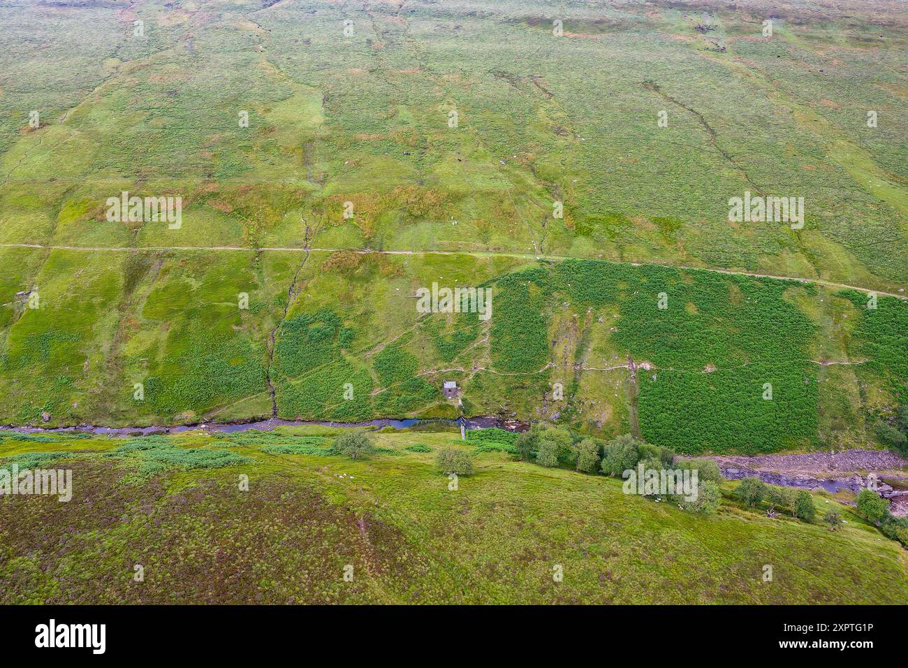 Vue aérienne du plus petit abri Bothy du Royaume-Uni (Grwyne Fawr, Brecon Beacons, pays de Galles) Banque D'Images