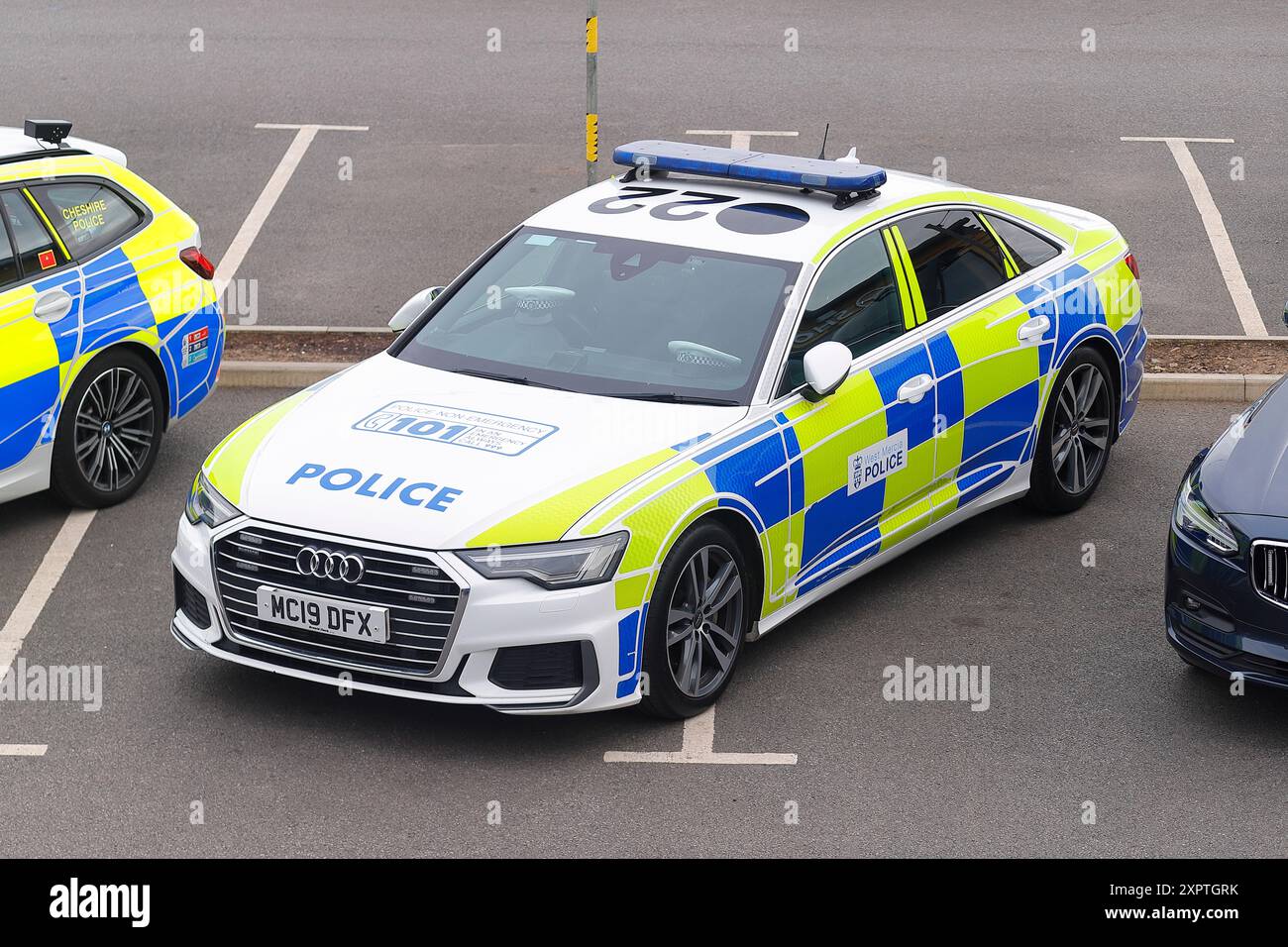 Une voiture de police Audi de West Mercia police Force exposée au Cops & Cars Show à l'automobiliste à Leeds, Yorkshire, Royaume-Uni Banque D'Images