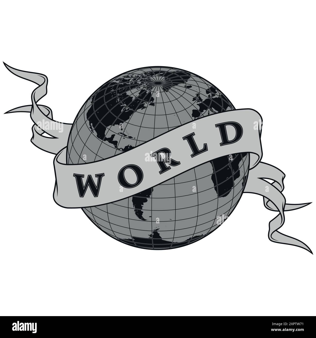 Conception vectorielle de la planète terre entourée de ruban, conception de sphère de terre Illustration de Vecteur