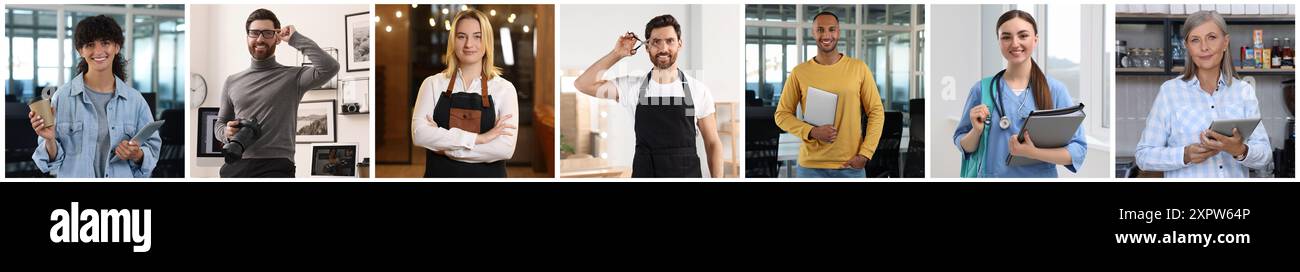 Collage de différentes professions, photos de diverses personnes Banque D'Images