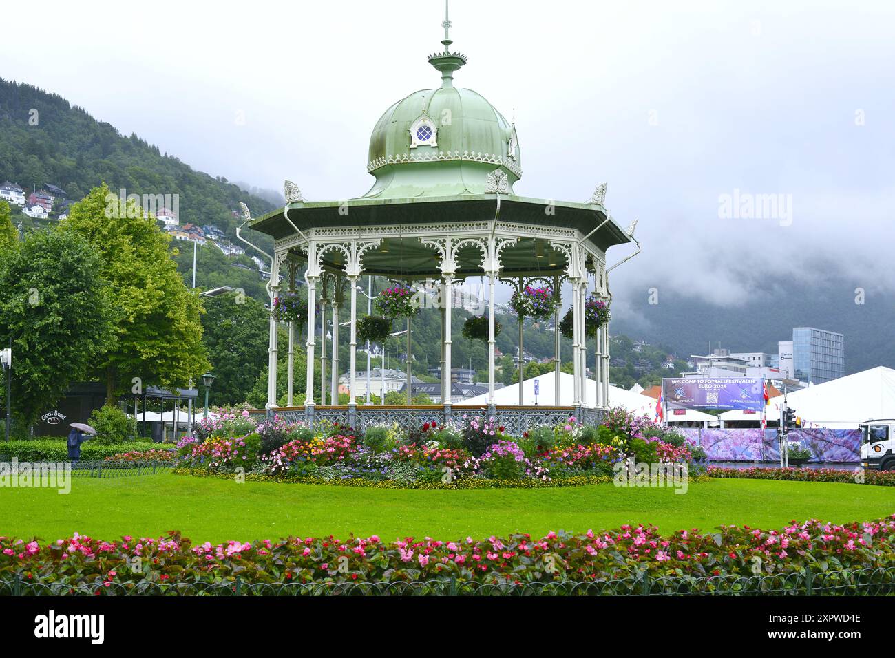 Pavillon de musique dans Byparken Gardens dans la ville de Bergen, Norvège Banque D'Images