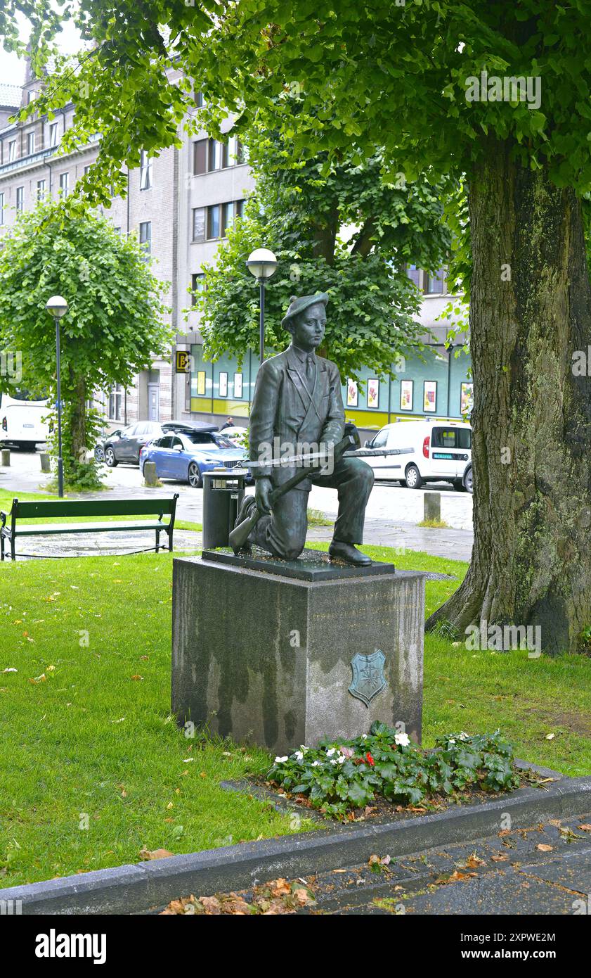 Mémorial de la guerre près de l'église de Marie dans la ville de Bergen, Norvège Banque D'Images