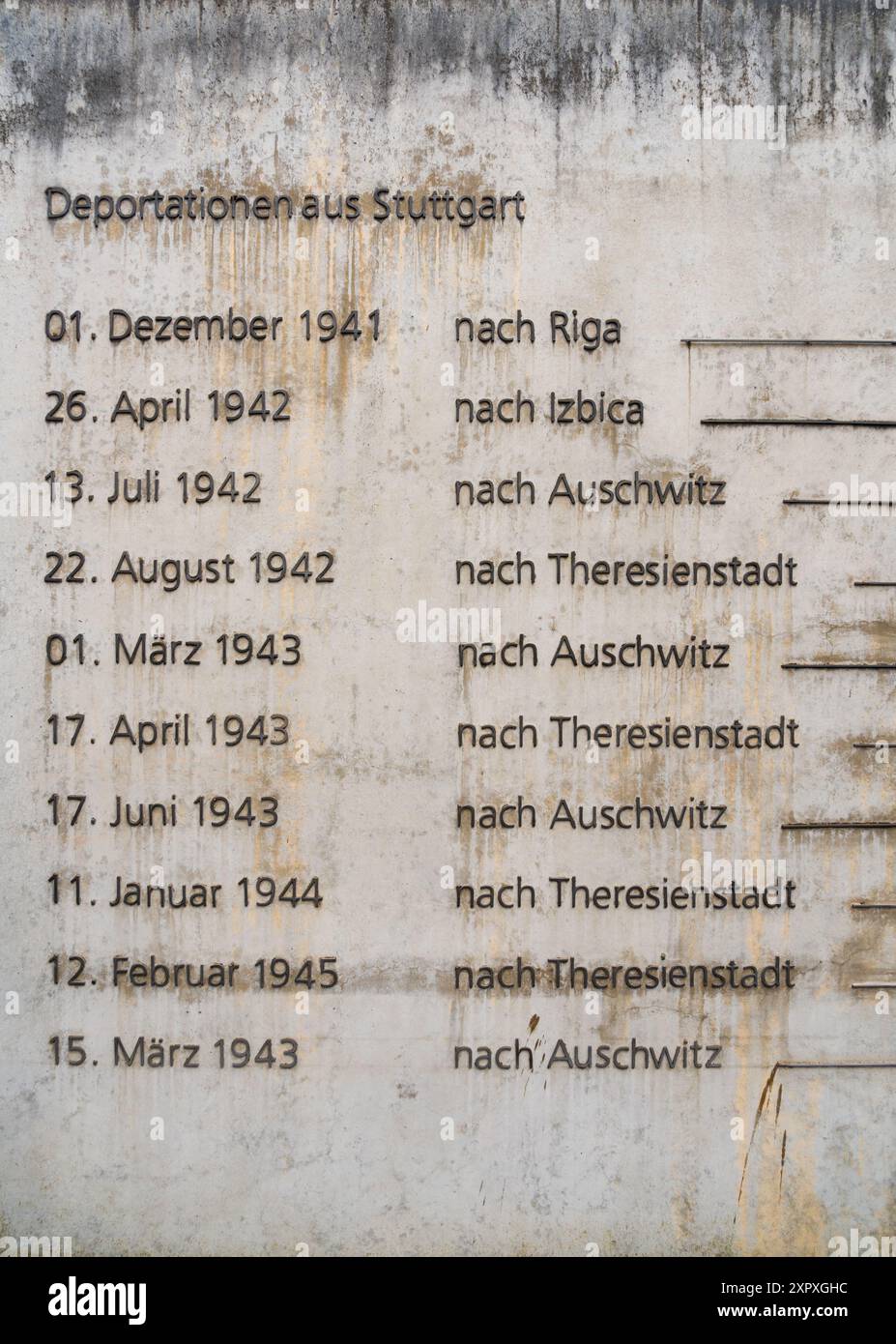 Mémorial de l'Holocauste, Deportationen Aus Stuttgart, Nordbahnhof Stuttgart, Allemagne Banque D'Images