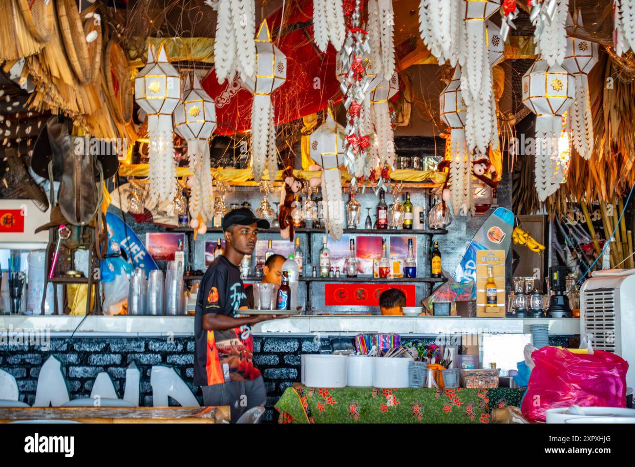 Le Frandy Beach Bar et restaurant à Batu Ferringhi à Penang, Malaisie Banque D'Images