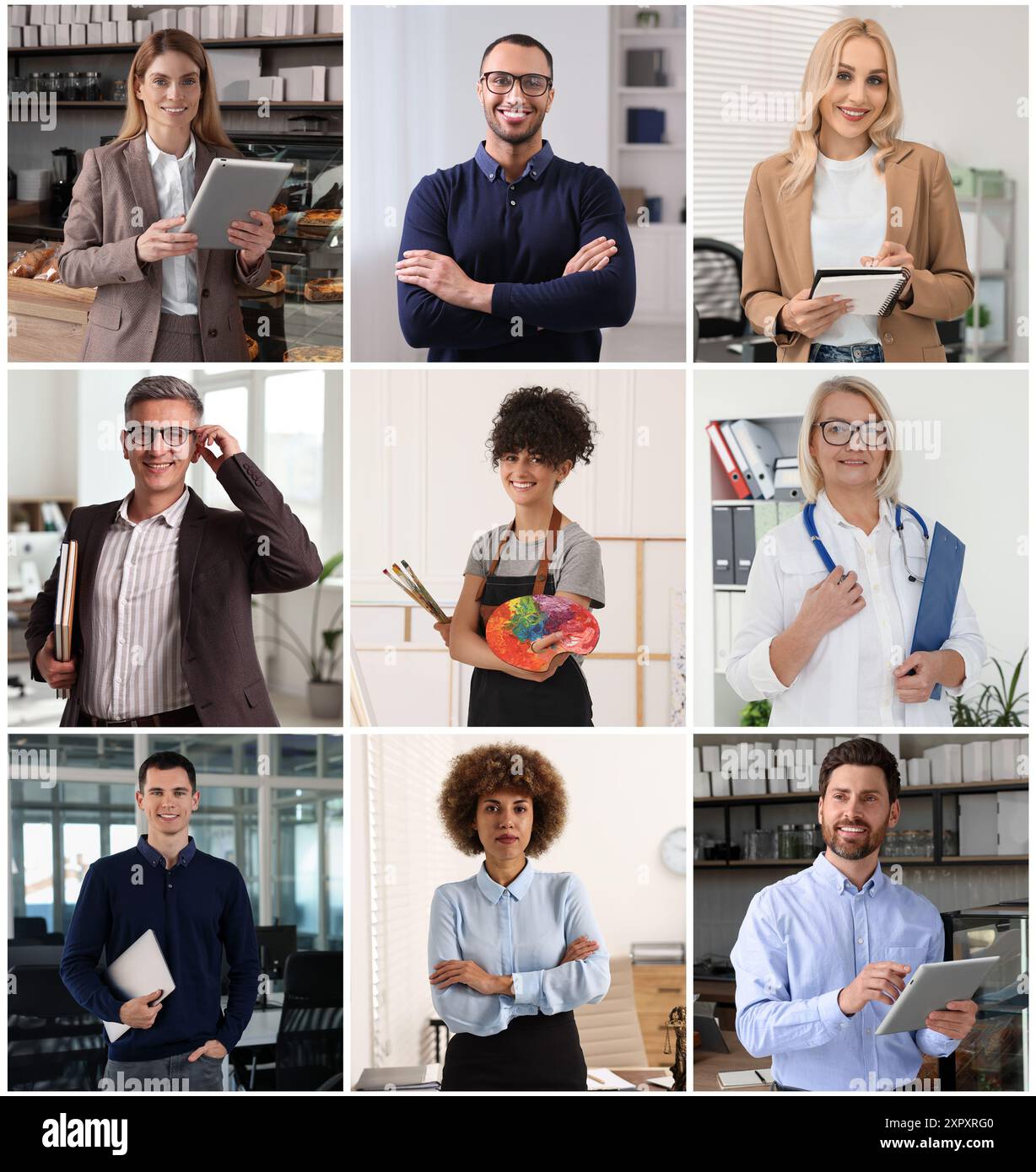 Collage de différentes professions, photos de diverses personnes Banque D'Images