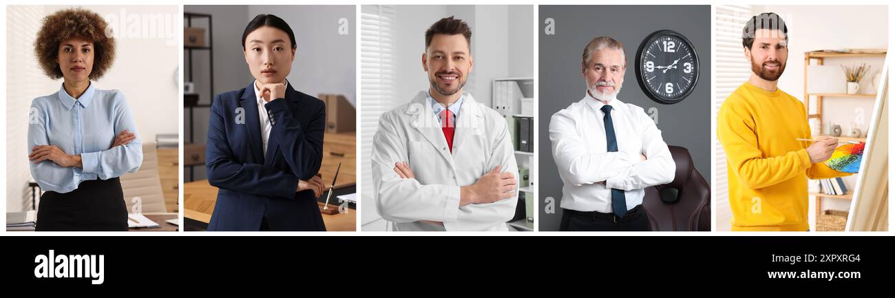Collage de différentes professions, photos de diverses personnes Banque D'Images