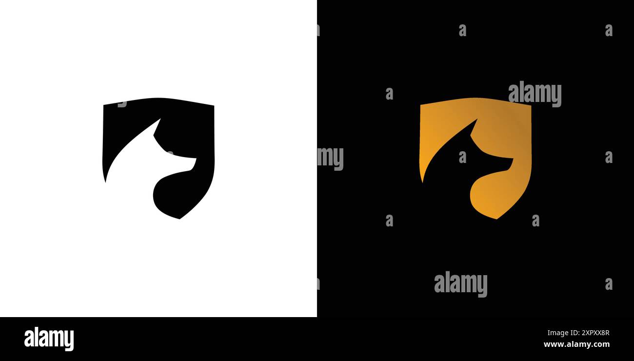 Conception de logo de protection de chien moderne et puissant Illustration de Vecteur