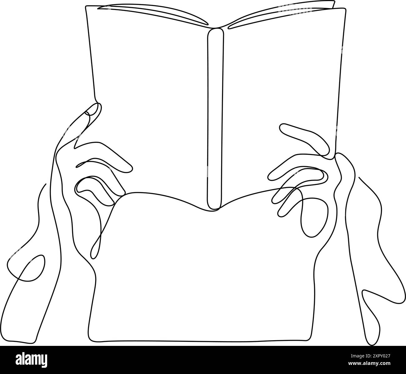 mains humaines de la personne lisant livre une ligne dessin continu illustration minimale Illustration de Vecteur