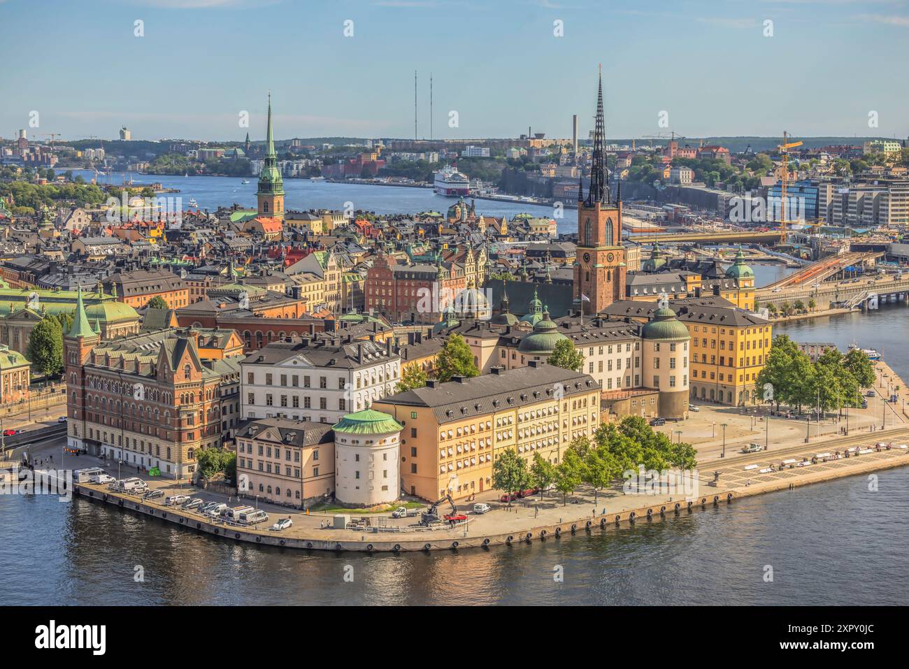 Vue panoramique grand angle sur le paysage urbain de la vieille ville de Stockholm, Suède Banque D'Images